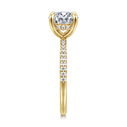 14K Yellow Gold Round Diamond Engagement Ring