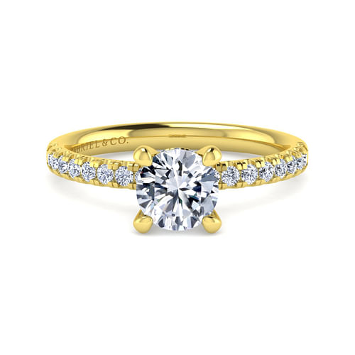 14K Yellow Gold Round Diamond Engagement Ring