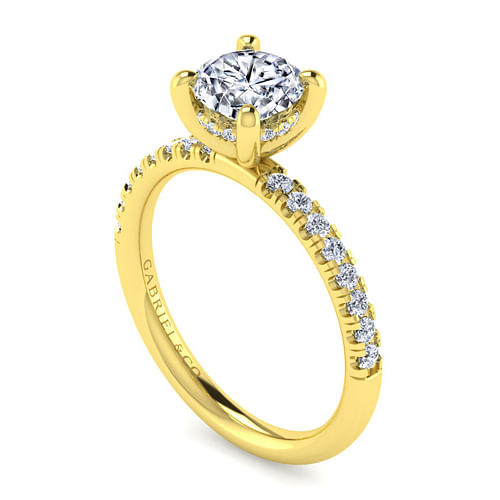14K Yellow Gold Round Diamond Engagement Ring