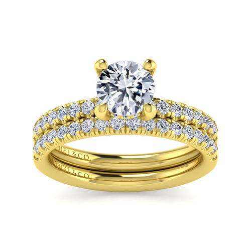 14K Yellow Gold Round Diamond Engagement Ring