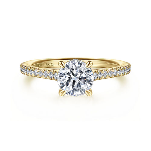 14K Yellow Gold Round Diamond Engagement Ring