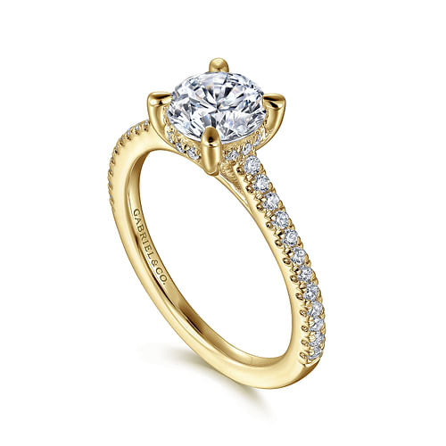 14K Yellow Gold Round Diamond Engagement Ring