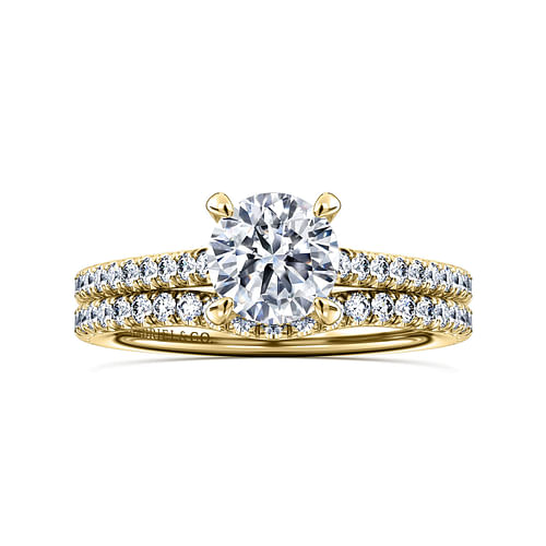 14K Yellow Gold Round Diamond Engagement Ring