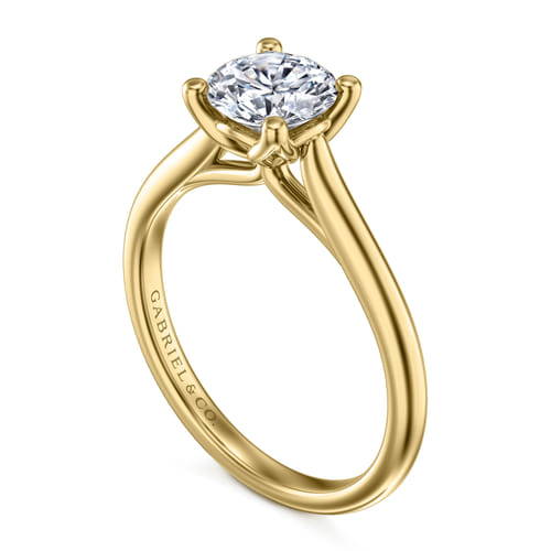 14K Yellow Gold Round Diamond Engagement Ring