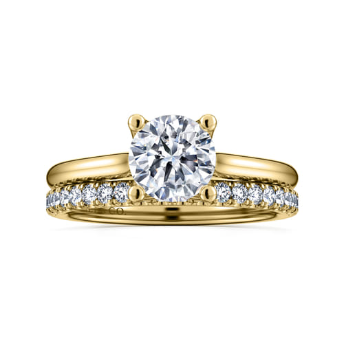 14K Yellow Gold Round Diamond Engagement Ring