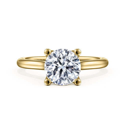 14K Yellow Gold Round Diamond Engagement Ring