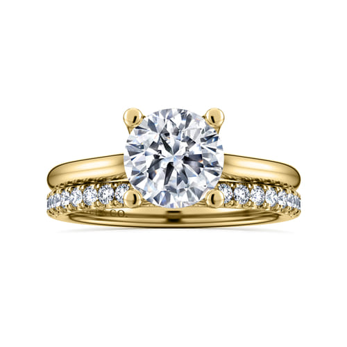 14K Yellow Gold Round Diamond Engagement Ring