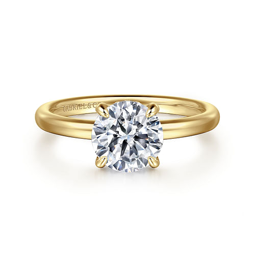14K Yellow Gold Round Diamond Engagement Ring