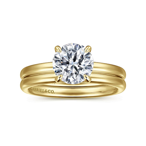 14K Yellow Gold Round Diamond Engagement Ring