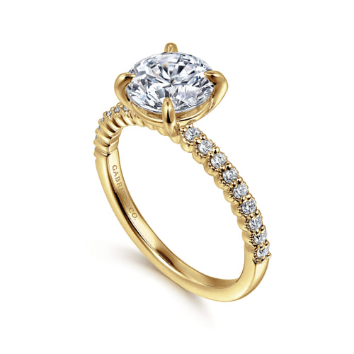 14K Yellow Gold Round Diamond Engagement Ring