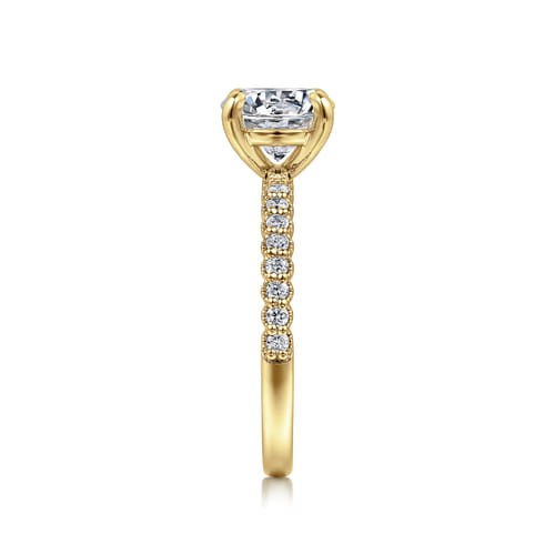 14K Yellow Gold Round Diamond Engagement Ring