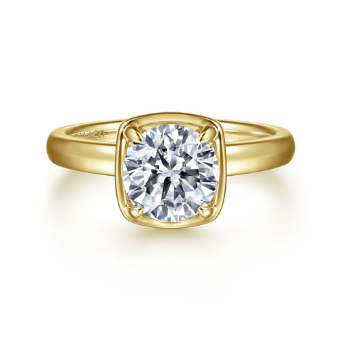 14K Yellow Gold Round Diamond Engagement Ring