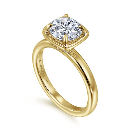 14K Yellow Gold Round Diamond Engagement Ring