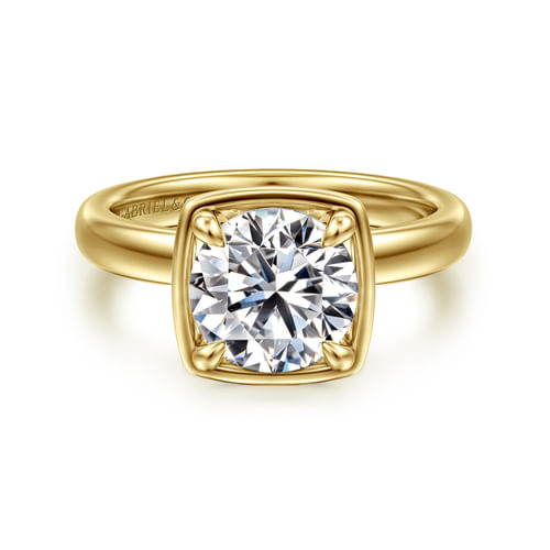 14K Yellow Gold Round Diamond Engagement Ring