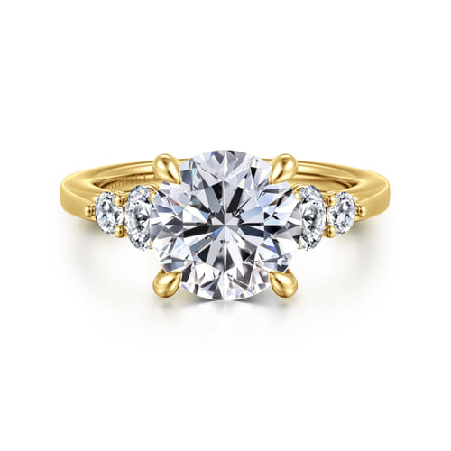 14K Yellow Gold Round Diamond Engagement Ring