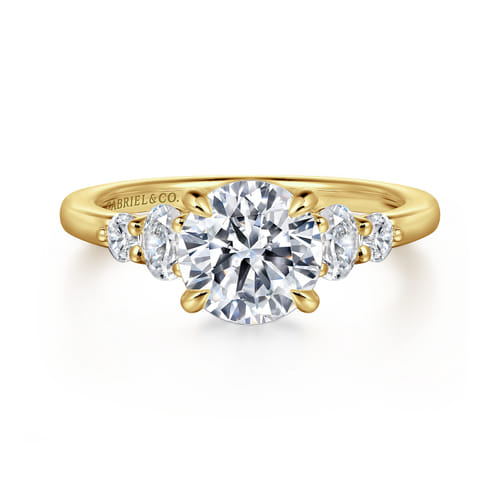 14K Yellow Gold Round Diamond Engagement Ring