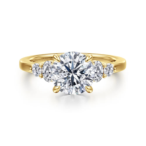 14K Yellow Gold Round Diamond Engagement Ring