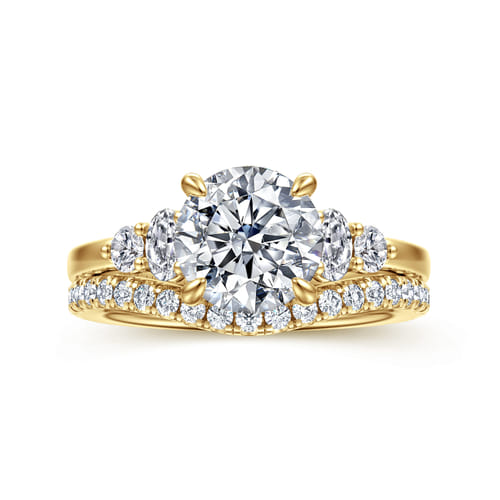 14K Yellow Gold Round Diamond Engagement Ring