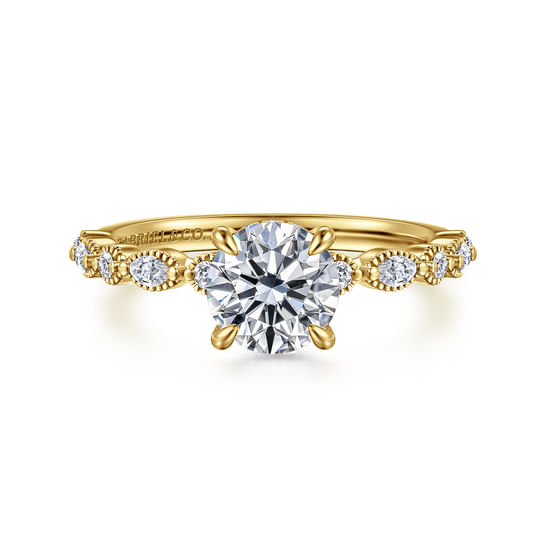 Gabriel - 14K Yellow Gold Round Diamond Engagement Ring