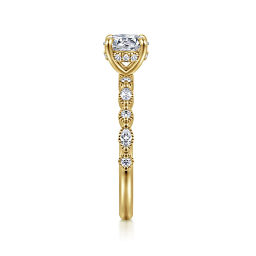 14K Yellow Gold Round Diamond Engagement Ring