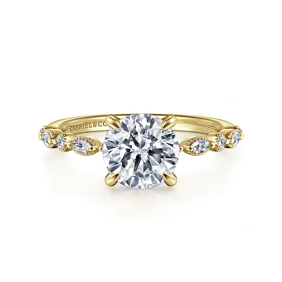 Gabriel - 14K Yellow Gold Round Diamond Engagement Ring
