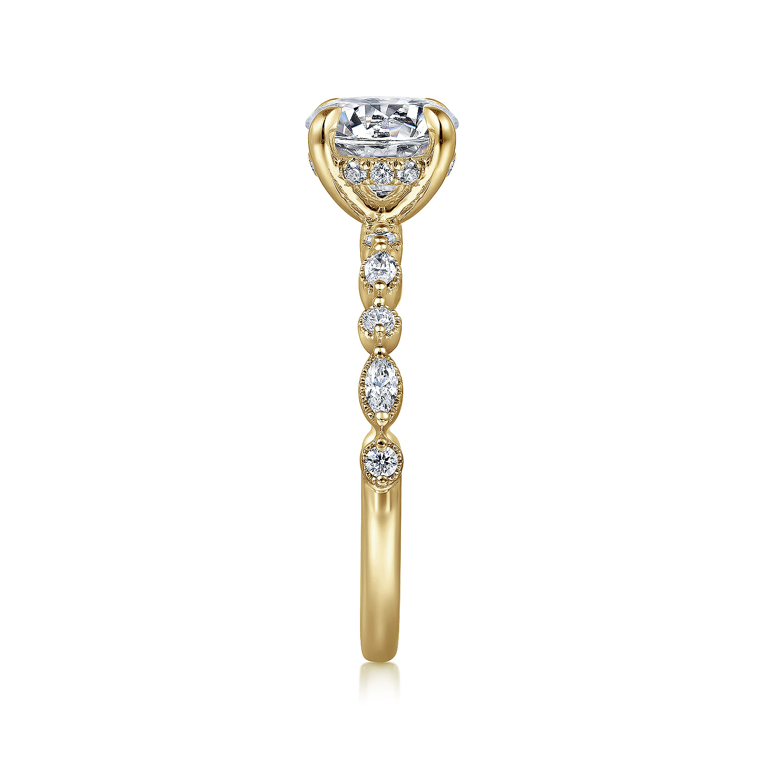 14K Yellow Gold Round Diamond Engagement Ring