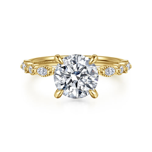 14K Yellow Gold Round Diamond Engagement Ring