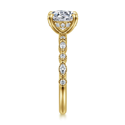 14K Yellow Gold Round Diamond Engagement Ring
