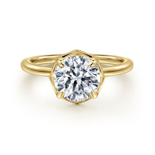 14K Yellow Gold Round Diamond Engagement Ring