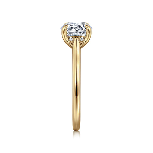 14K Yellow Gold Round Diamond Engagement Ring