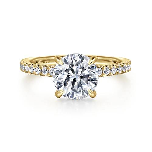 14K Yellow Gold Round Diamond Engagement Ring