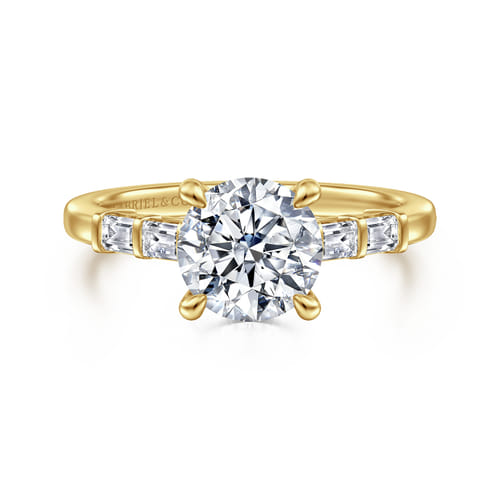 14K Yellow Gold Round Diamond Engagement Ring