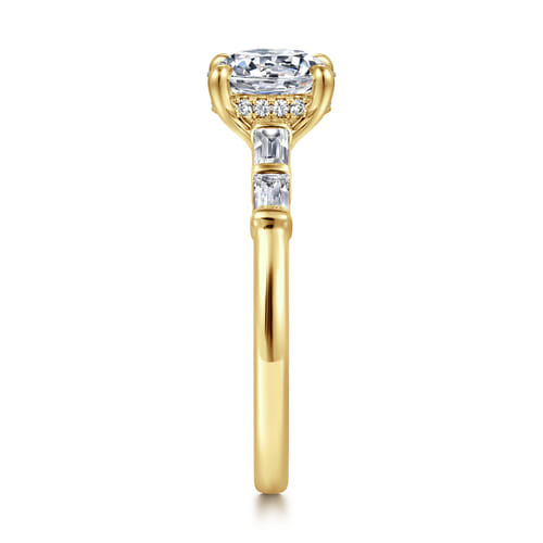 14K Yellow Gold Round Diamond Engagement Ring