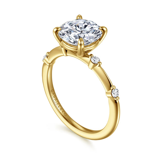 14K Yellow Gold Round Diamond Engagement Ring