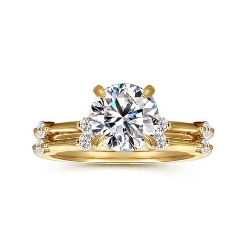 14K Yellow Gold Round Diamond Engagement Ring