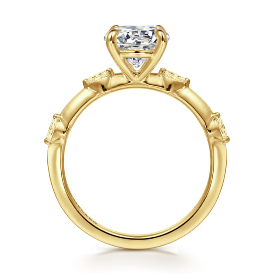 14K Yellow Gold Round Diamond Engagement Ring angle 2