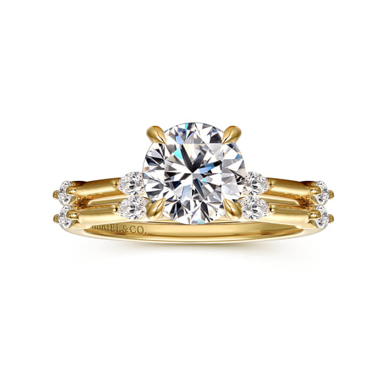 14K Yellow Gold Round Diamond Engagement Ring angle 4