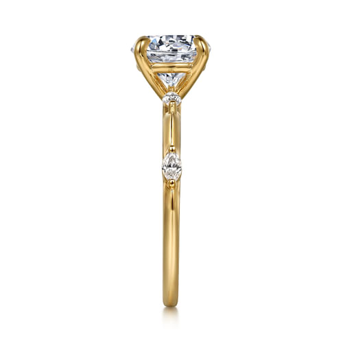 14K Yellow Gold Round Diamond Engagement Ring