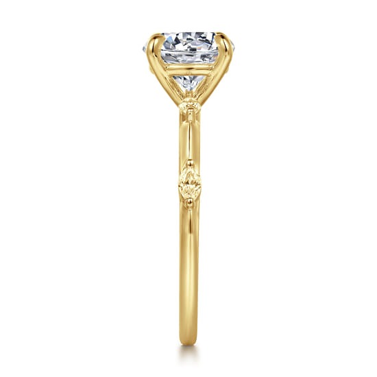 14K Yellow Gold Round Diamond Engagement Ring angle 5