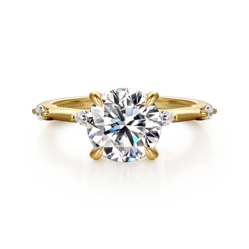 14K Yellow Gold Round Diamond Engagement Ring