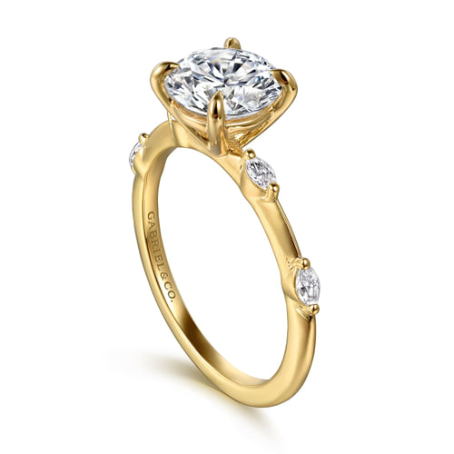 14K Yellow Gold Round Diamond Engagement Ring
