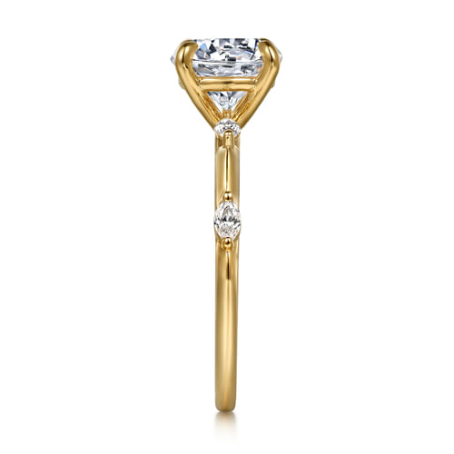 14K Yellow Gold Round Diamond Engagement Ring