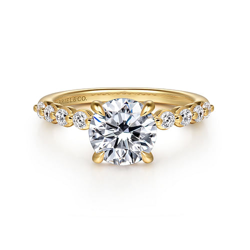 14K Yellow Gold Round Diamond Engagement Ring