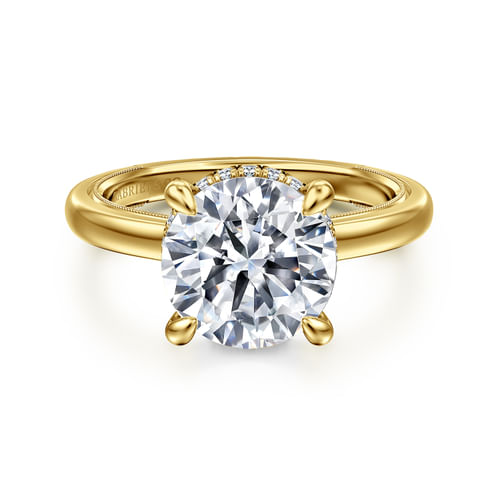 14K Yellow Gold Round Diamond Engagement Ring