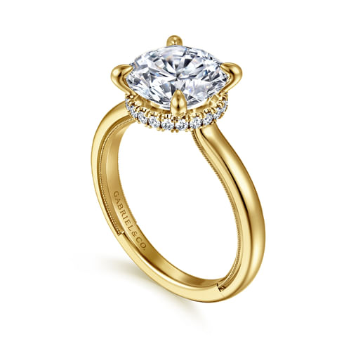 14K Yellow Gold Round Diamond Engagement Ring