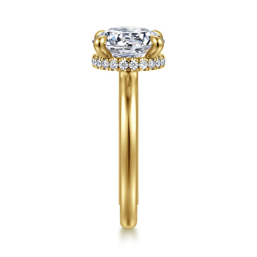 14K Yellow Gold Round Diamond Engagement Ring