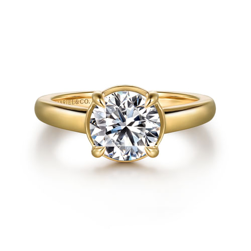 14K Yellow Gold Round Diamond Engagement Ring