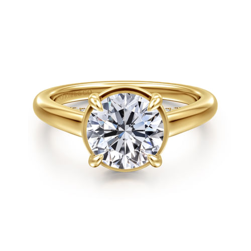 14K Yellow Gold Round Diamond Engagement Ring