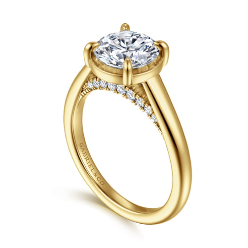 14K Yellow Gold Round Diamond Engagement Ring