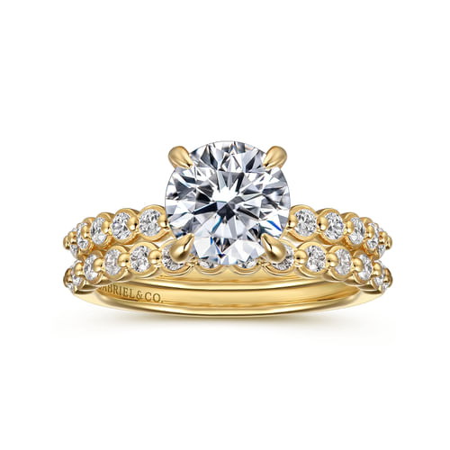 14K Yellow Gold Round Diamond Engagement Ring